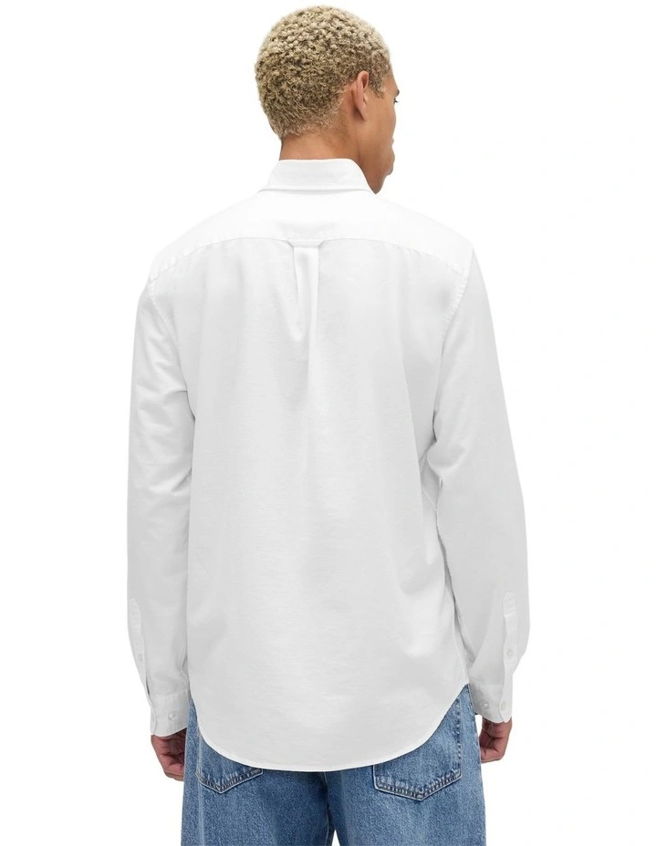 Intl Long Sleeve Standard Oxford Logo Shirt in White image 2