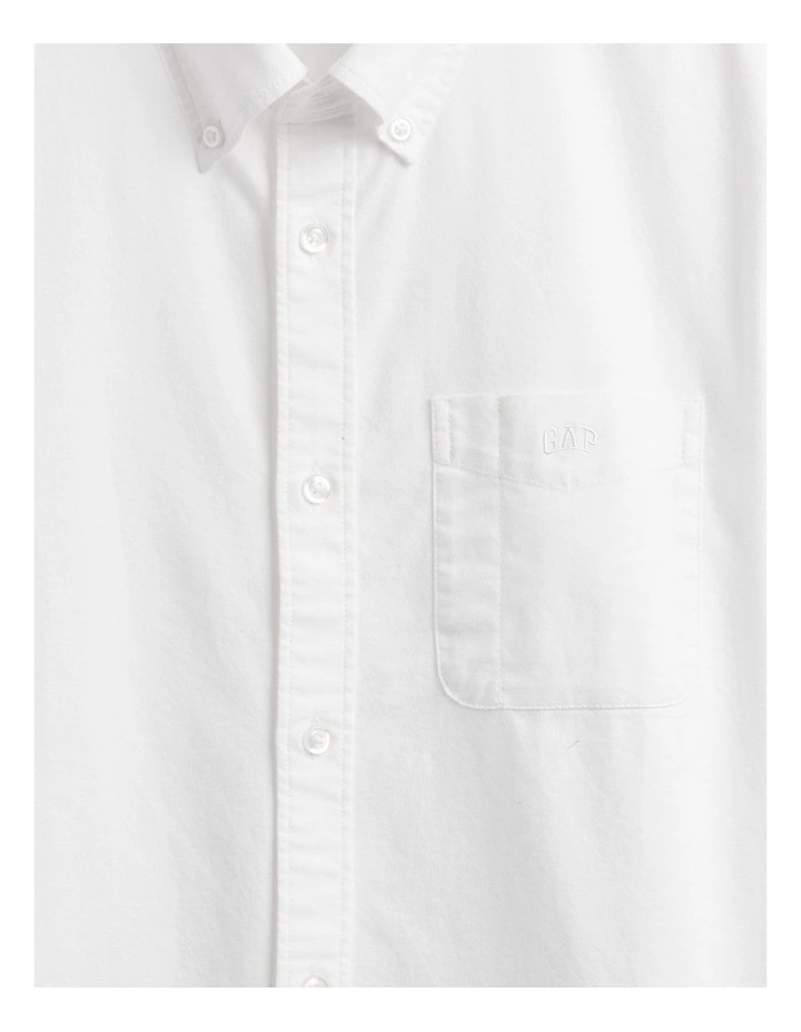 Intl Long Sleeve Standard Oxford Logo Shirt in White image 4