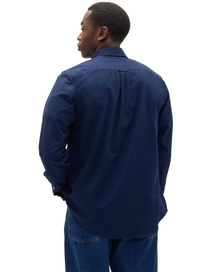 Intl Long Sleeve Standard Oxford Logo Shirt in Blue image 2