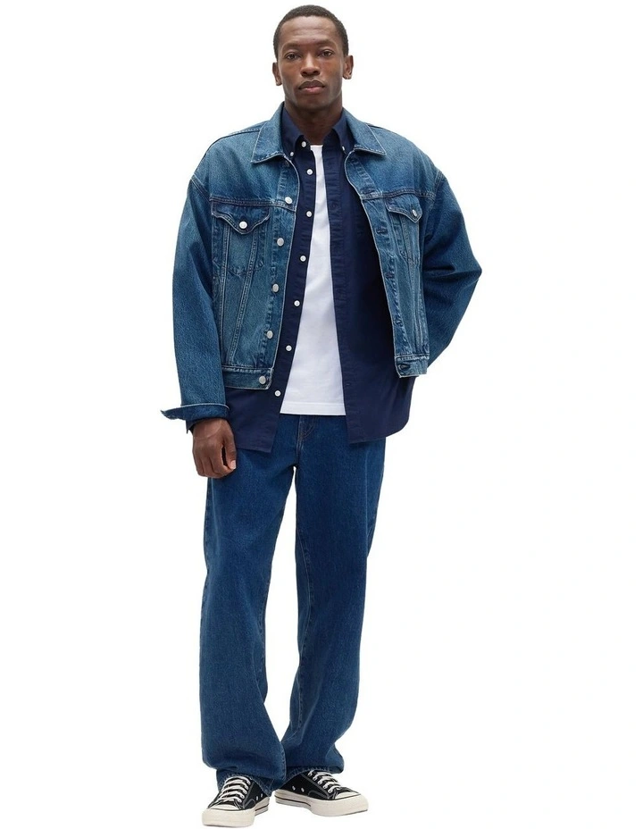 Intl Long Sleeve Standard Oxford Logo Shirt in Blue image 3