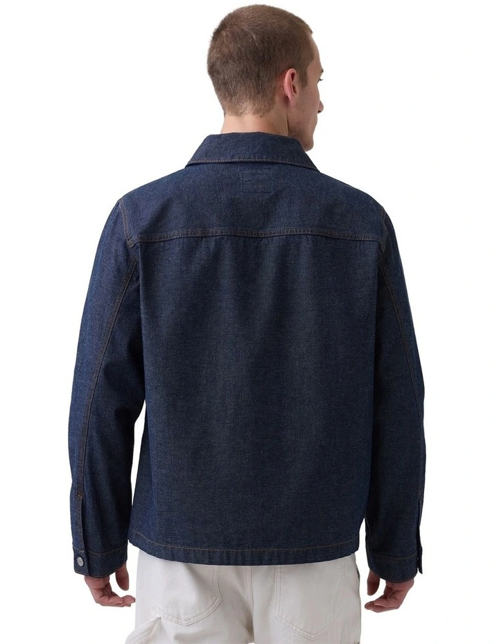 Canvas Denim Relaxed Shirt Jacket in Blue image 2