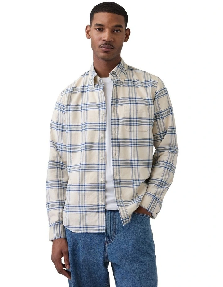 Long Sleeve Oxford Seasonal Shirt in Cream image 1