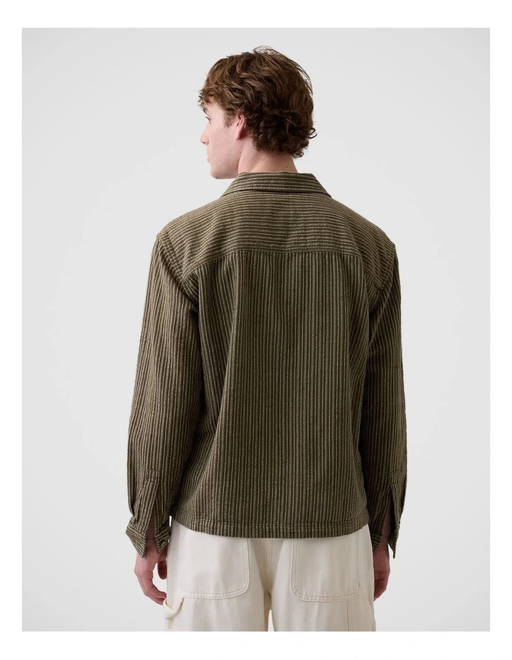 Dobby Stripe Relaxed Straight-Hem Shirt image 2