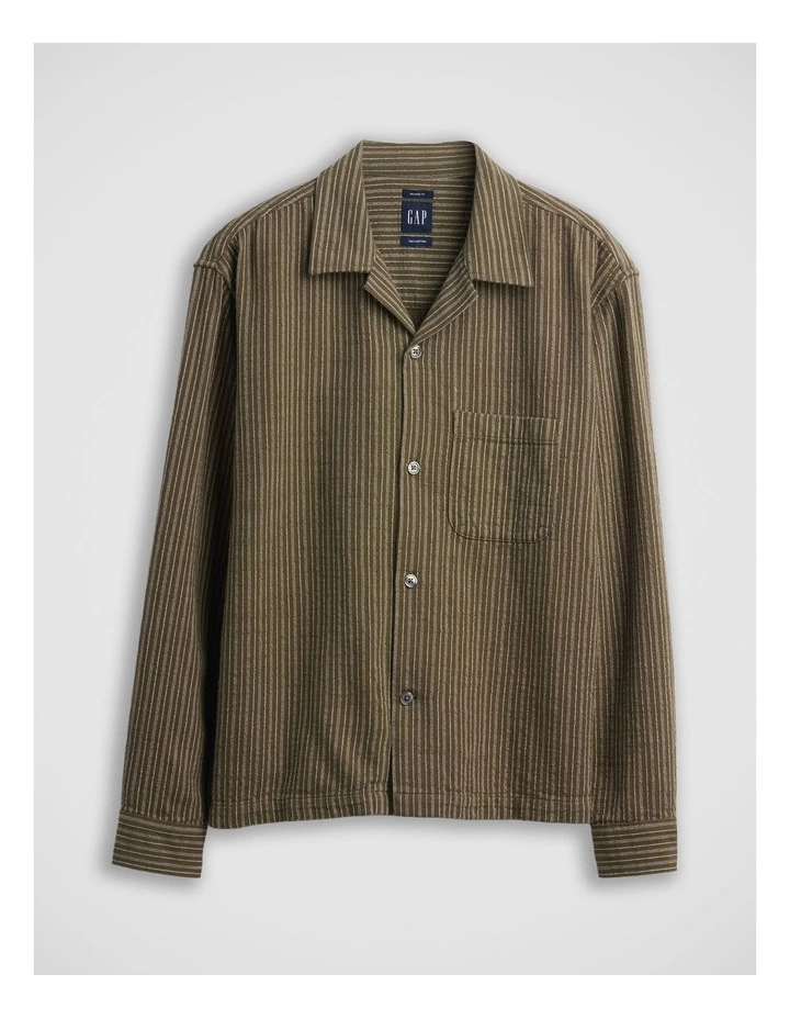 Dobby Stripe Relaxed Straight-Hem Shirt image 4