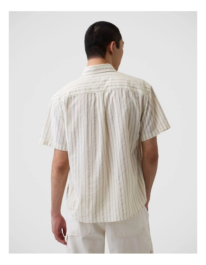 Seersucker Stripe Relaxed Curved-Hem Shirt image 2