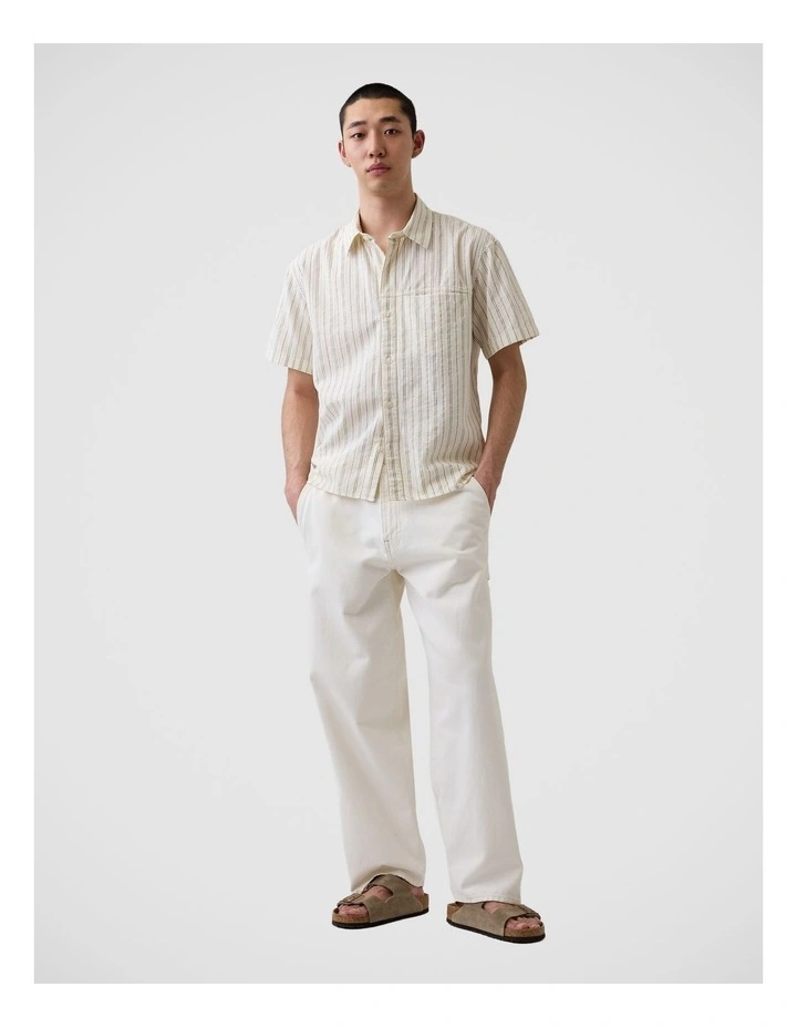 Seersucker Stripe Relaxed Curved-Hem Shirt image 3