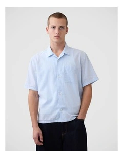 Linen-Cotton Relaxed Straight-Hem Shirt