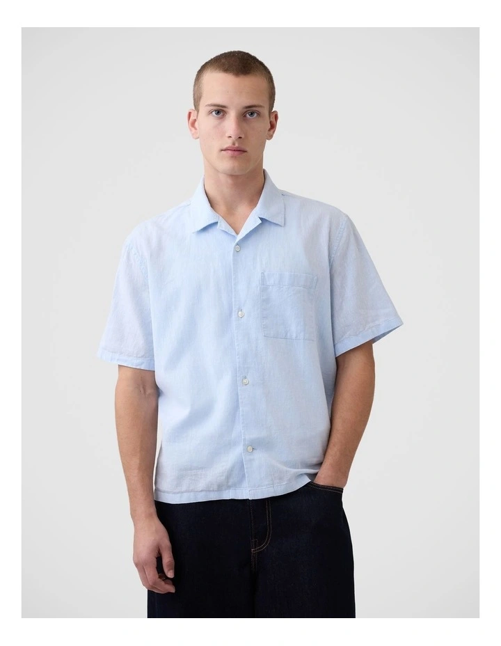 Linen-Cotton Relaxed Straight-Hem Shirt image 1