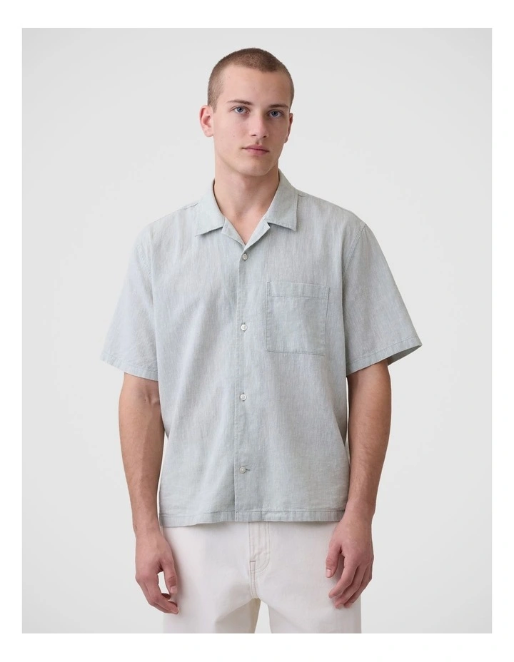 Linen-Cotton Relaxed Straight-Hem Shirt image 1