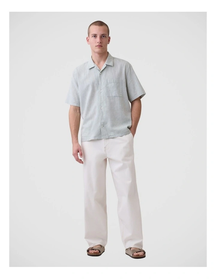 Linen-Cotton Relaxed Straight-Hem Shirt image 3