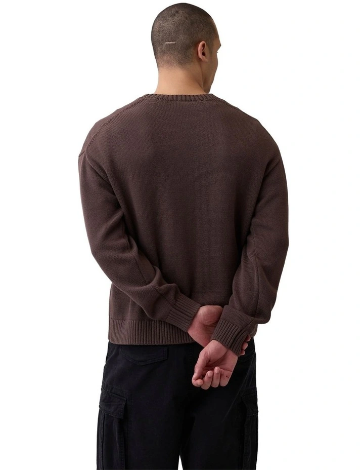 Boxy Abbreviated Crew Sweater in Brown image 2