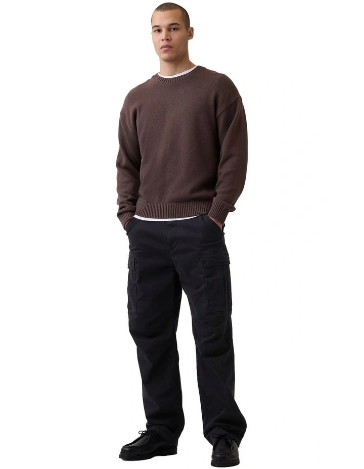 Boxy Abbreviated Crew Sweater in Brown image 3