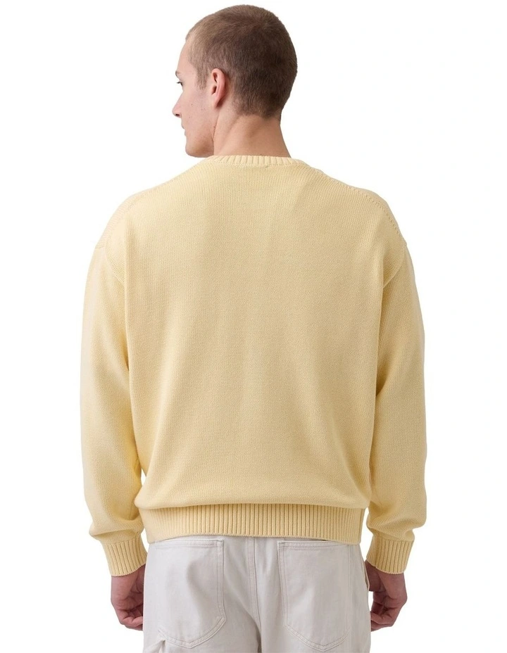 Boxy Abbreviated Crew Neck Sweater in Yellow image 2