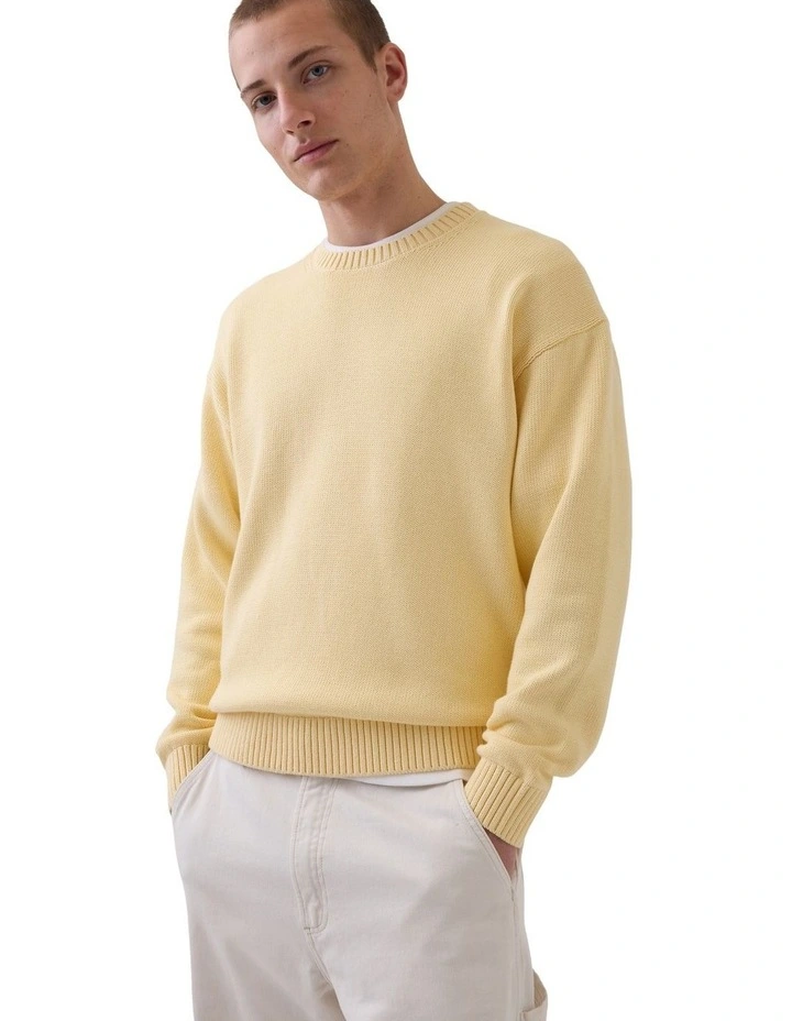 Boxy Abbreviated Crew Neck Sweater in Yellow image 3