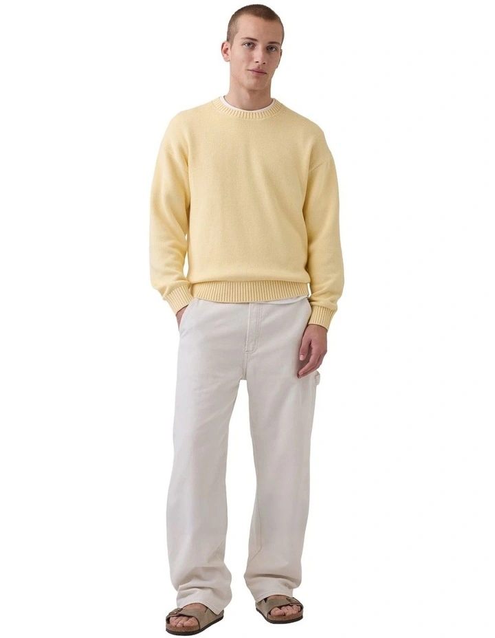 Boxy Abbreviated Crew Neck Sweater in Yellow image 4
