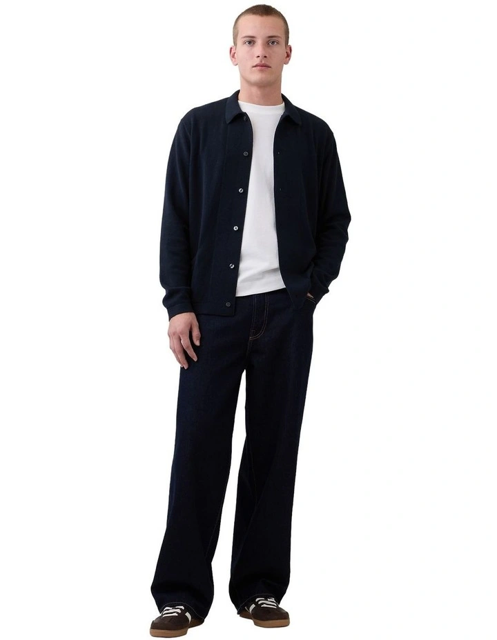 Boxy Pkt Cardigan in New Classic Navy image 3