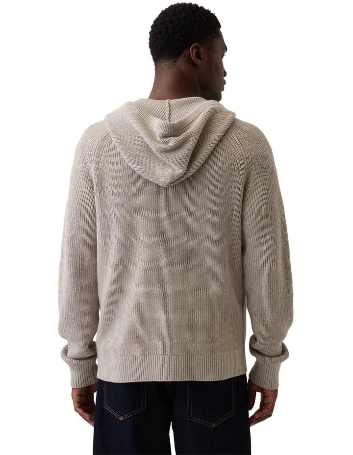 Raglan Sweater Zip Hoodie in Cream image 2