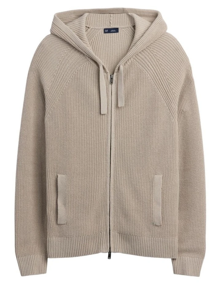 Raglan Sweater Zip Hoodie in Cream image 5