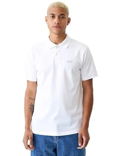 F-Logo Pique Polo in White