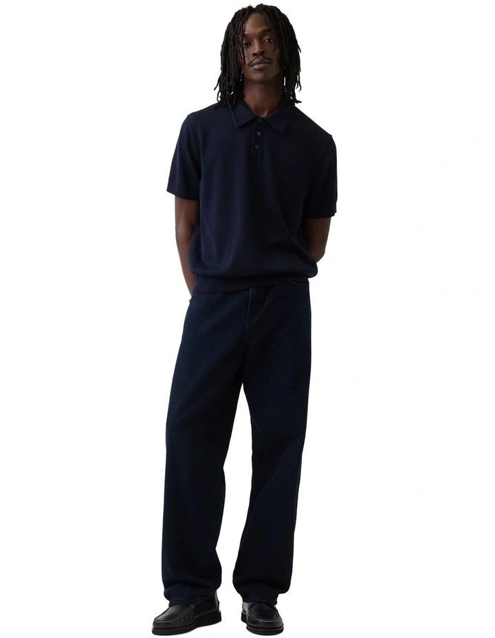 Short Sleeve Polo Sweater in Blue image 3