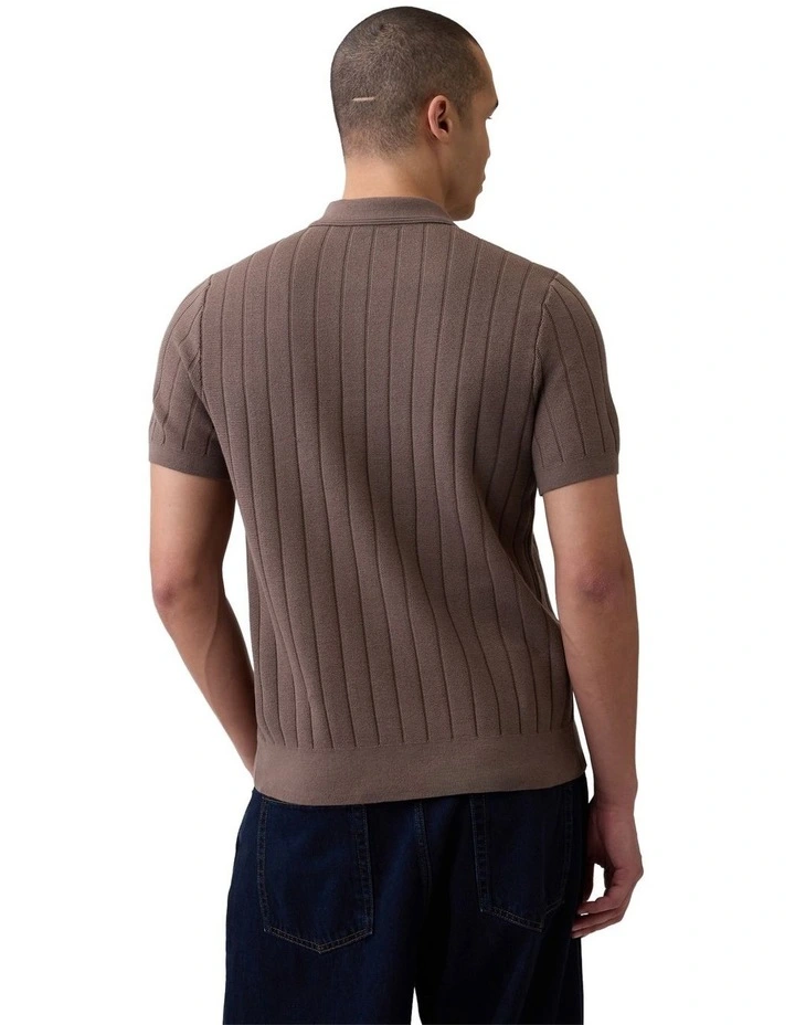 Short Sleeve Sweater Polo in Brown image 2