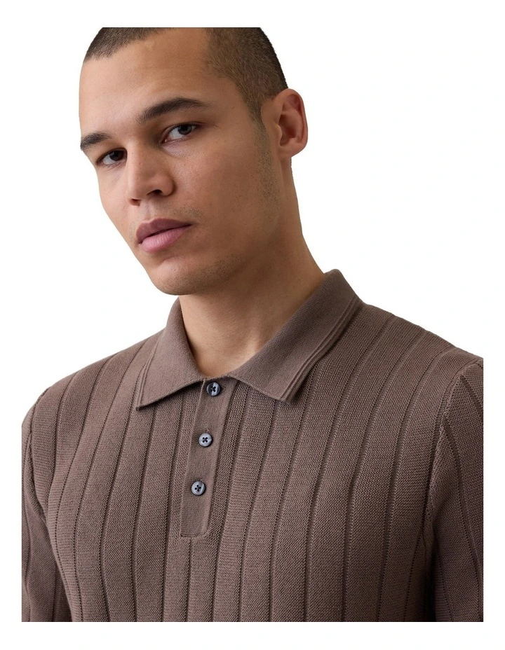 Short Sleeve Sweater Polo in Brown image 4