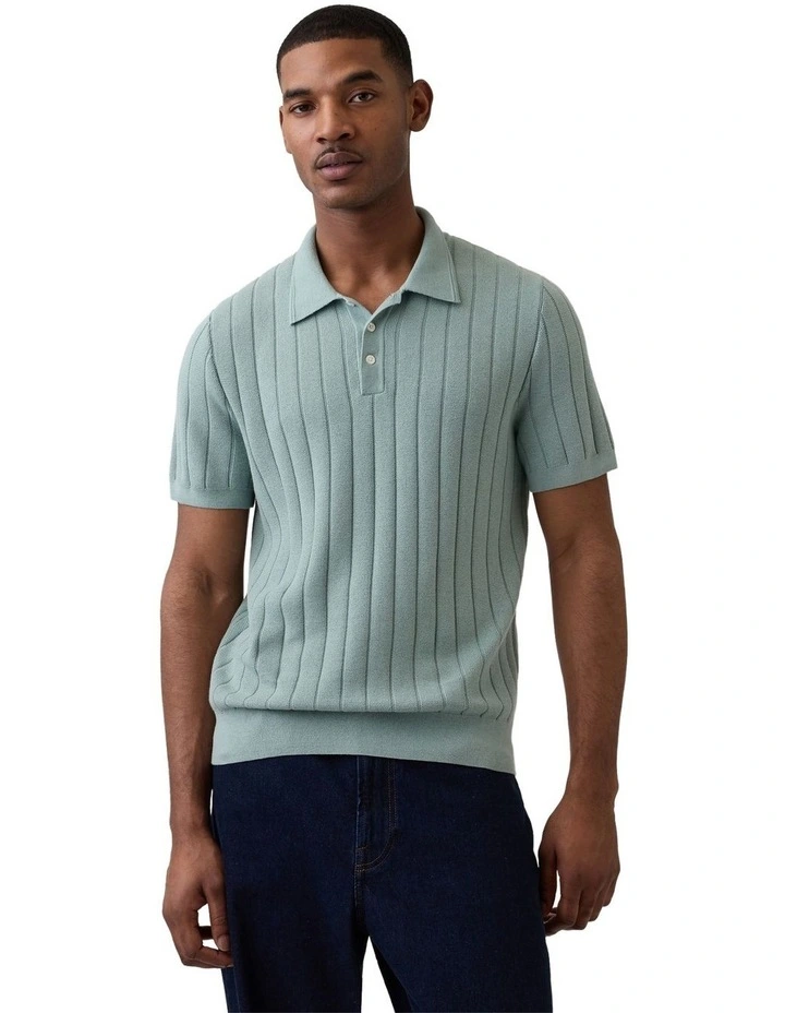 Short Sleeve Sweater Polo in Green image 1