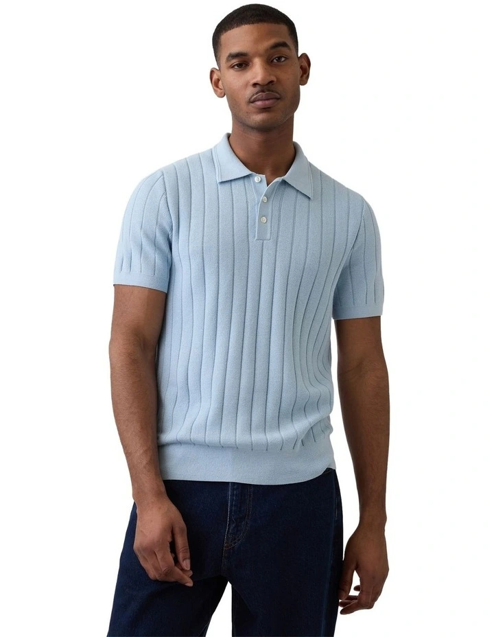 Short Sleeve Sweater Polo in Blue image 1