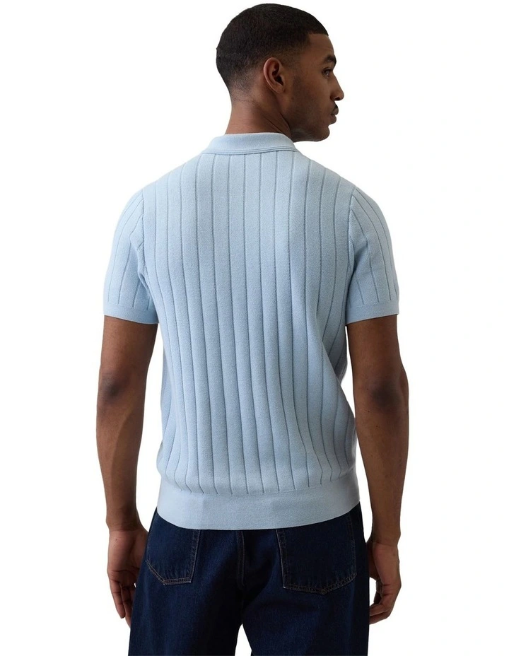 Short Sleeve Sweater Polo in Blue image 2