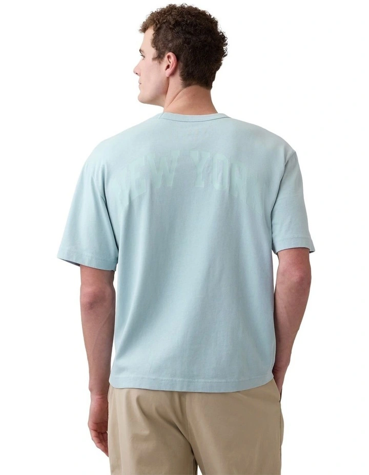 Intl Heavyweight Crop Logo T-shirt in Sail Blue image 2