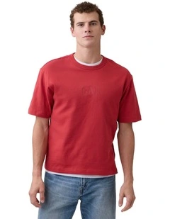 Intl Heavy Crop Length Logo T- shirt in Chakra Red