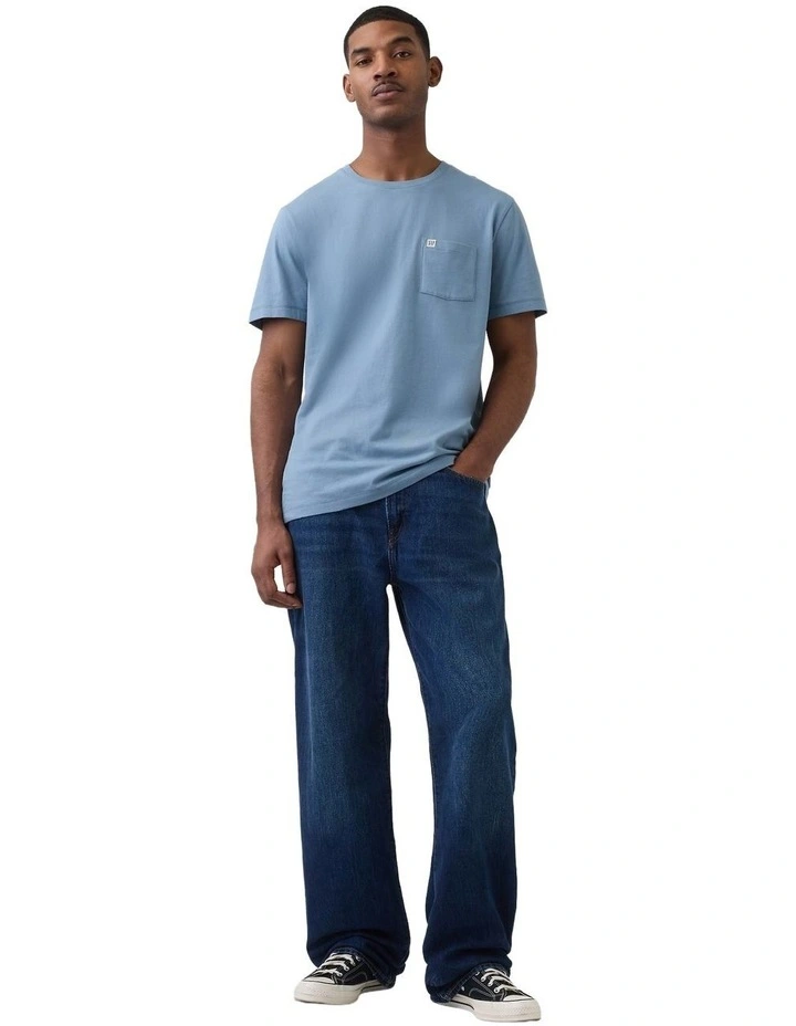 Intl - F Short Sleeves Patch Pocket Logo T-shirt in Jasper Blue image 3