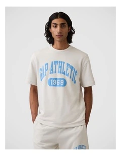 Relaxed French Terry Graphic T-Shirt in Carls Stone