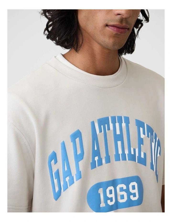 Relaxed French Terry Graphic T-Shirt in Carls Stone image 3