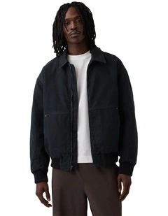 Canvas Bomber Jacket in Moonless Night