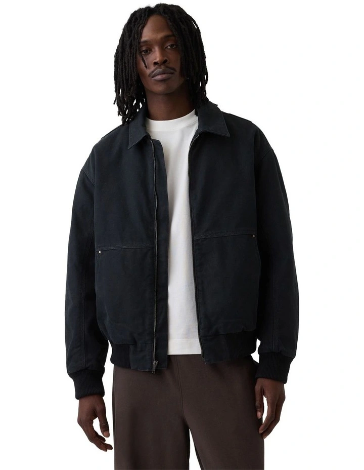 Canvas Bomber Jacket in Moonless Night image 1