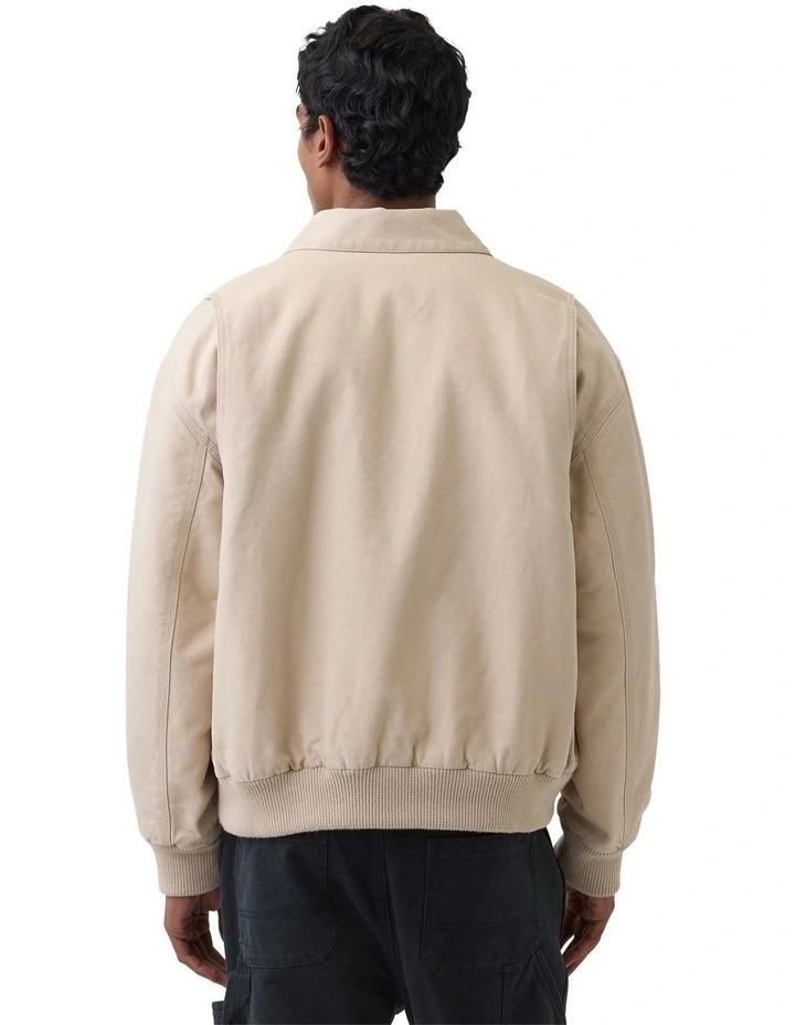 Washed Canvas Bomber in Cream image 3