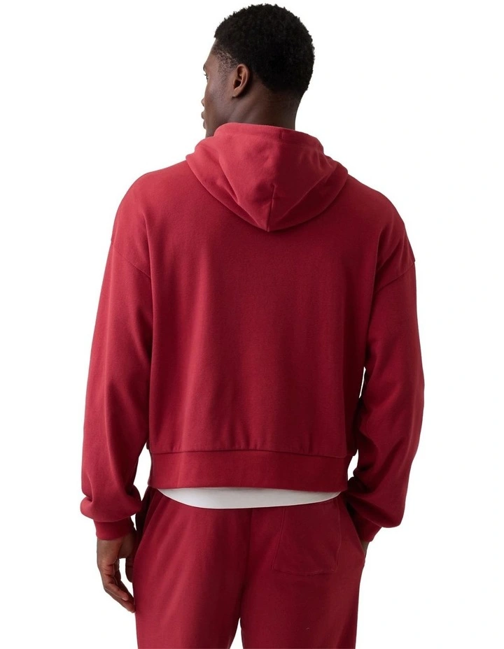 Jpn Ie Oval Logo French Terry Pullover Hoodie in Barn Red image 2