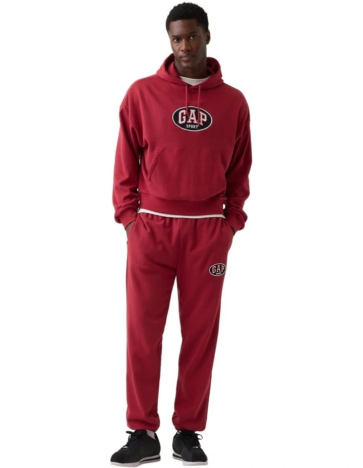 Jpn Ie Oval Logo French Terry Pullover Hoodie in Barn Red image 3