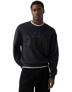 Jpn Ie French Terry Logo Crew Sweatshirt in Moonless Night