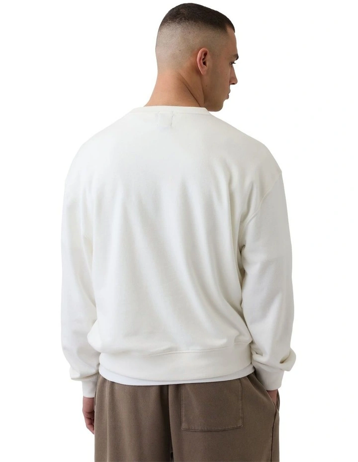 Jpn Ie French Terry Logo Crew Sweatshirt in New Off White image 2