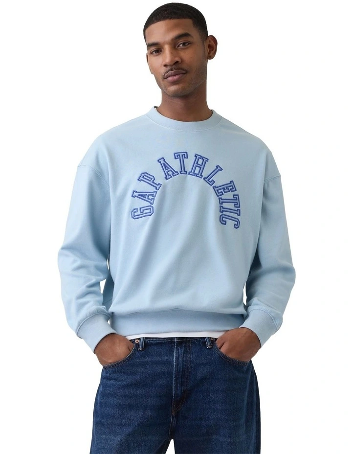 Jpn Ie French Terry Logo Crew Sweatshirt in Sail Blue image 1