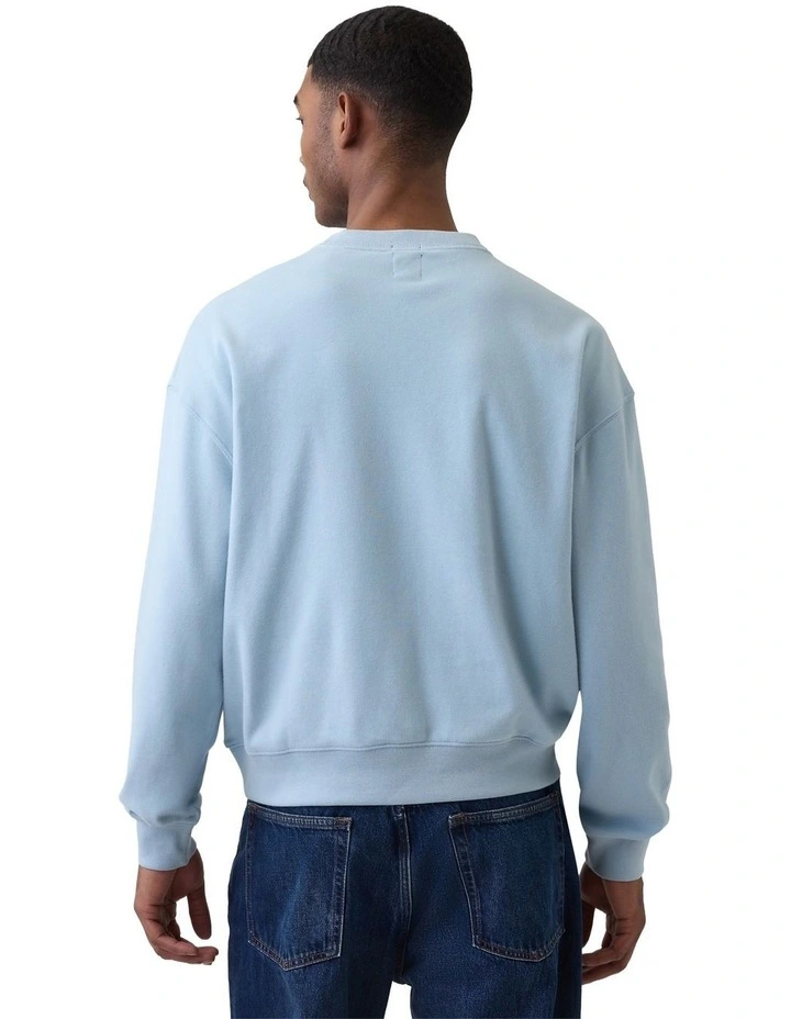 Jpn Ie French Terry Logo Crew Sweatshirt in Sail Blue image 2