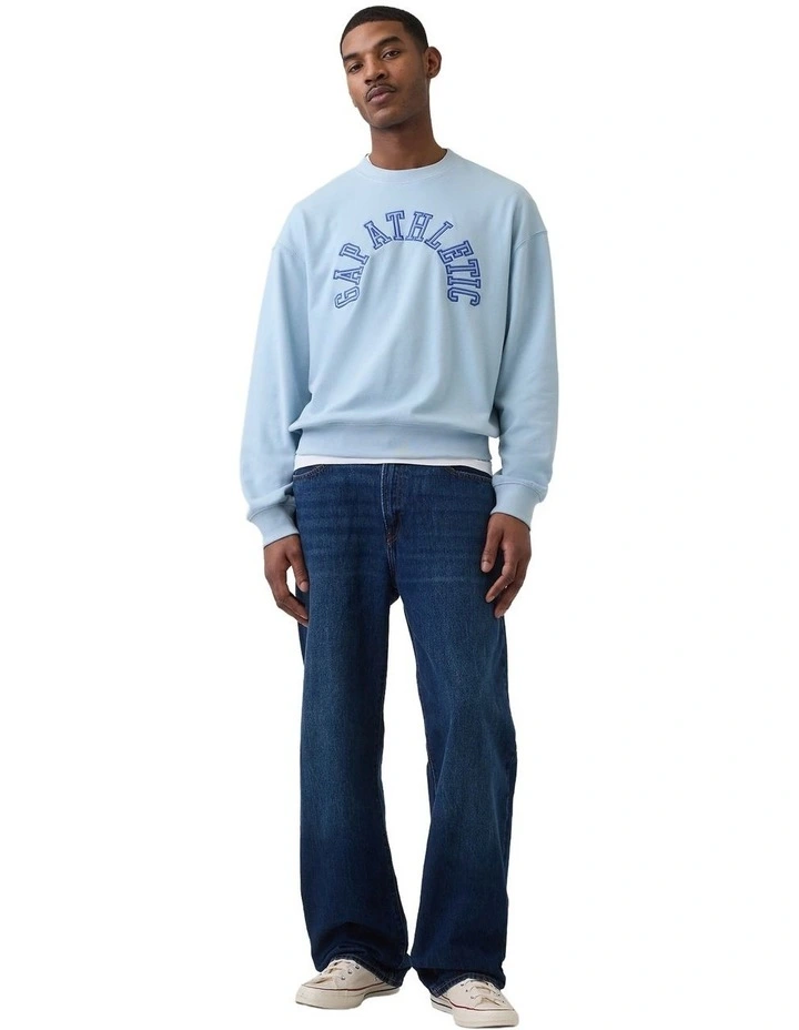 Jpn Ie French Terry Logo Crew Sweatshirt in Sail Blue image 3