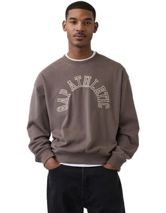 Jpn Ie French Terry Logo Crew Sweatshirt in Toasted Almond
