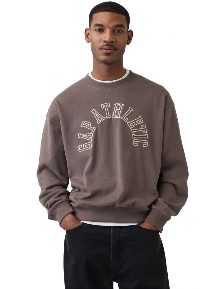 Jpn Ie French Terry Logo Crew Sweatshirt in Toasted Almond image 1