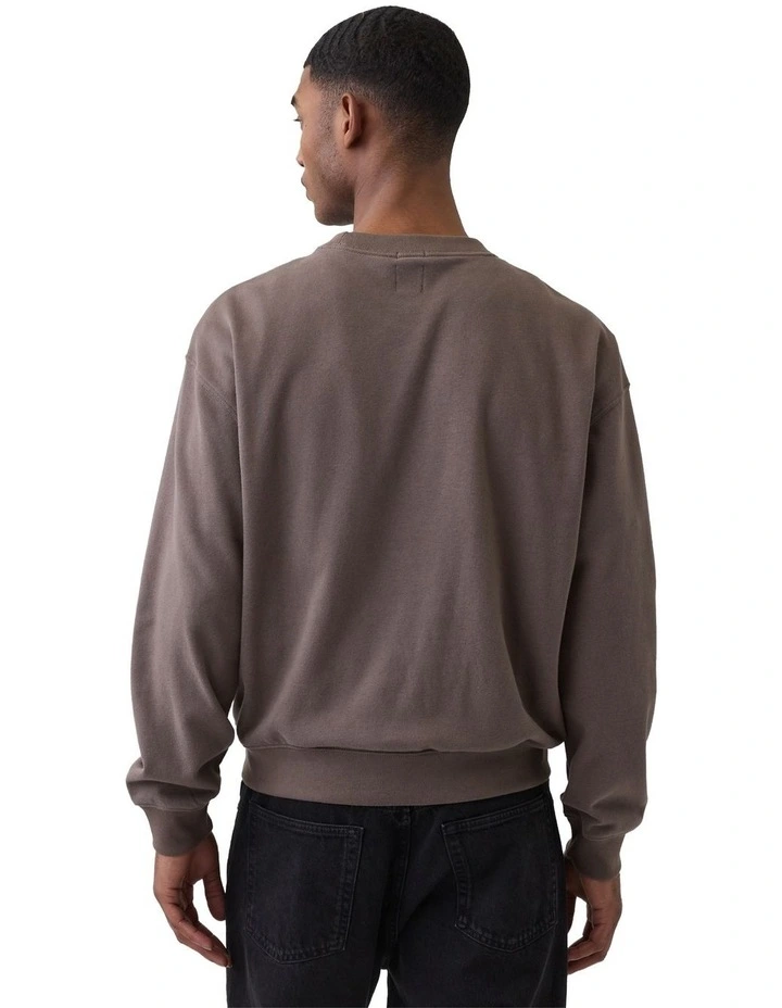 Jpn Ie French Terry Logo Crew Sweatshirt in Toasted Almond image 2