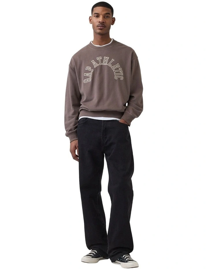 Jpn Ie French Terry Logo Crew Sweatshirt in Toasted Almond image 3