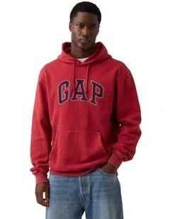 Vintage Soft Relaxed Logo Hoodie in Red