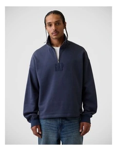 Heavyweight Oversized Logo Quarter-Zip Pullover